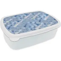 MuchoWow Broodtrommel Wit - Lunchbox Vloeiend - Olie - Verf - Texturen - Blauw - Brooddoos 18x12x6 cm - Brood lunch box - Broodtrommels voor kinderen en volwassenen