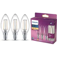 Philips LED lamp E14 | Kaars B35 | Filament | Helder | 2700K | 1.9W (25W) | 3 stuks