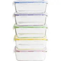 Pebbly Vershoudbakje (set) PKV-5SRB 850 ml, set van 5 stuks, glas / kunststof,