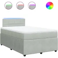 vidaXL Boxspring met matras fluweel lichtgrijs 120x200 cm