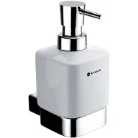 Nimco Kibo - Keramische zeepdispenser met houder, 250 ml, wit/chroom Ki 14031K-T-26