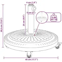 vidaXL Parasolvoet 15.6 kg Zwart IJzer Cirkelvormig