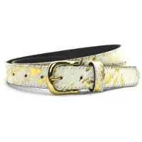 Take It Leren Riem 3 cm Koe Wit Goud