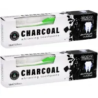 Beauty Formulas Activated Charcoal Whitening Tandpasta met Tandenborstel - 2 x 100 ml