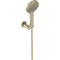May Handdoucheset 3-Standen Handdouche, Verstelbare Wandsteun en Smooth Doucheslang 125 cm Geborsteld Mat Goud PVD