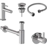 May Fonteinkraan combiset + stilo s model fonteinkraan, designplug always open, designsifon & hoekstopkraan chroom