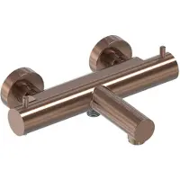 May Opbouw Badthermostaat - Vaste Uitloop - Geborsteld Mat Koper PVD - Messing - Kranen, Badkranen, Opbouw Badkranen - 8718835382155