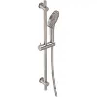 May Glijstangset met 3-standen handdouche, doucheslang en glijstang 70 cm geborsteld nickel pvd