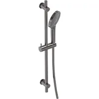 May Glijstangset Met 3-Standen Handdouche, Doucheslang en Glijstang 70 cm Geborsteld Carbon Black PVD