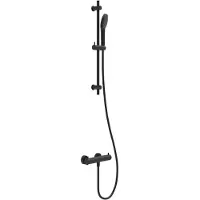 May Doucheset Opbouw met Thermostaat, Incl. Glijstang, Doucheslang 150 cm & 3-Standen Handdouche Mat Zwart PED