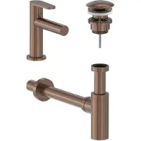 May Fonteinkraan Combiset Forma S Model Fonteinkraan, Designplug Always Open & Designsifon Geborsteld Mat Koper PVD