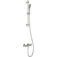 May Doucheset opbouw met thermostaat, incl. Glijstang, doucheslang 150 cm & 3-standen handdouche geborsteld nickel pvd