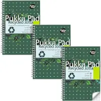 Pukka Pad Pukka Recycled Collegeblok A5 Geruit Dubbeldraads Zijgebonden Gerecycled Karton Harde rug Groen Niet geperforeerd 110 pagina’s 3 stuks à 110 vellen