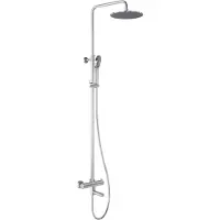 May Opbouw Regendoucheset Met Baduitloop - 25cm - 3-standen Handdouche - Chroom - Messing - Kranen, Douchekranen, Douchesets, Opbouw Douchesets, - Kranen, Douchekranen, Douchesets, Opbouw douchesets,