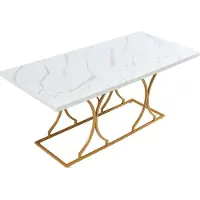 En.casa Eettafel Figa rechthoekig 180x80 cm marmerlook wit en goudkleurig []