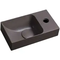 Hak Piccolino Betonnen wastafel 30,8x17cm, kraangat rechts, mat donkerbruin
