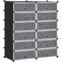 HOMCOM - DIY Schoenenkast - Kunststof - Staal - Zwart