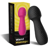 Bossoftoys - 52-00025 - Dazzle Black Silicone Mini Wand Massager - USB - 9 Vibration mode