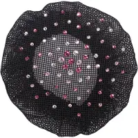 QHP haarnet / knotnet Rhinestone Zwart - Roze
