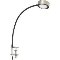 LIGHTME Klemlamp Powerlens Flex, alu / grijs / zink, Werkkamer / Kantoor, metaal, Modern, Klemlamp