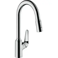 Hansgrohe focus m42 eengreeps keukenmengkraan 220 met uittrekbare vuistdouche, 2 straalsoorten, chroom