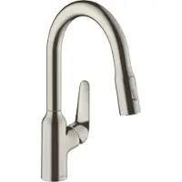 Hansgrohe Focus M42 ééngreeps keukenmengkraan 180 met uittrekbare vuistdouche, 2 straalsoorten, rvs look