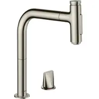 Hansgrohe metris select m71 2-gats eengreeps keukenmengkraan met uittrekbare vuistdouche, rvs look