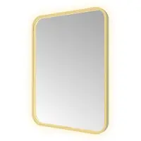 Hotbath Spiegel &MORE 80x60 cm LED-Verlichting Spiegelverwarming Rechthoek Afgerond Geborsteld Messing PVD