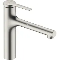 Hansgrohe Zesis M33 ééngreeps keukenkraan 160 met metalen uittrekbare vuistdouche, 2jet, rvs look