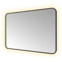 Hotbath &More SSQ128 Soft Square spiegel 120x80cm met verlichting, spiegelverwarming, kleurwissel, dimbaar en afstandsbediening geborsteld zwart PVD
