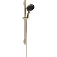 Hansgrohe Rainfinity doucheset 130 3jet met glijstang S Puro 65 cm, push-schuifstuk en Designflex textiel doucheslang 160 cm, Brushed Bronze