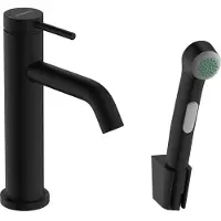 Hansgrohe tecturis s eengreeps wastafelkraan 110 met bidet handdouche en doucheslang 160 cm, mat zwart