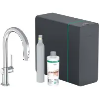 Hansgrohe Aqittura M91 SodaSystem 210, uittrekbare uitloop, 1jet, sBox, starter set, chroom
