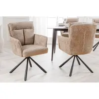 Invicta Bureaustoel BIG GEORGE beige structuurstof met armleuning metaal zwart - 44438