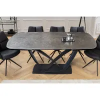 Invicta Eettafel PAPILLON 180-220-260cm marmerlook grafiet keramiek gehard glas - 45179