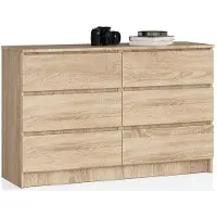 Akord Ladekast K140 met 6 Lades / Furniture Factory / Sonoma Eik / 138 x 77 x 40 cm