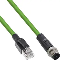 InLine M12 4-pins D-gecodeerd (m) - RJ45 (m) industriële netwerkkabel | CAT5e | PUR | 2 meter