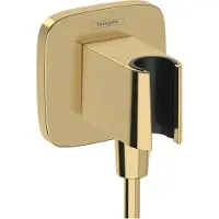 Hansgrohe fixfit q muuraansluitbocht met handdouchehouder, polished gold optic