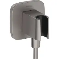 Hansgrohe fixfit q muuraansluitbocht met handdouchehouder, brushed black chrome