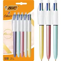 BIC 4 Kleuren Pen met Pareldesign - Balpen - Parel Design - Pennen - Medium Punt (1mm) - Pennen - 5 Stuks