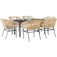 vidaXL 7-delige Tuinset met kussens poly rattan glas bruin