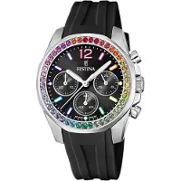 Festina Chronograaf Boyfriend Collection Horloge, quartz, dameshorloge, stopwatchfunctie, regenboog