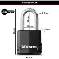 Master Lock M115EURTRILF - Set Van 3 Weersbestendige Hangsloten