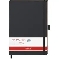 Brunnen Notitieboek KOMPAGNON DIN A4 geblokt, zwarte hardcover 192 pagina's, waarvan 16 uitneembaar (A4, Gecontroleerd)