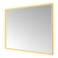 Hotbath Spiegel &MORE 80x100 cm LED-Verlichting Spiegelverwarming Rechthoek Geborsteld Messing PVD