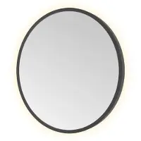 Hotbath &More ROU40 Round spiegel 40x40cm met verlichting, kleurwissel, dimbaar en afstandsbediening geborsteld zwart PVD