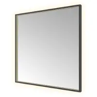 Hotbath &More SQU80 Square spiegel 80x80cm met verlichting, spiegelverwarming, kleurwissel, dimbaar en afstandsbediening geborsteld zwart PVD