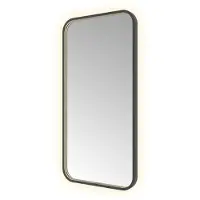 Hotbath &More SSQ510 Soft Square spiegel 50x100cm met verlichting, spiegelverwarming, kleurwissel, dimbaar en afstandsbediening geborsteld zwart PVD