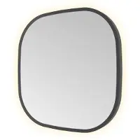 Hotbath &More Toiletspiegel Contour 40x40cm Indirecte Verlichting - Geborsteld Zwart PVD - Glas - Afgeronde Hoeken - Spiegels, Badkamerspiegels - 8721264699251