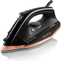 Hager Haeger SI-220.015A, stoomstrijkijzer, strijkplaat van roestvrij staal, 2,2 meter, 60 g/min, zwart, 30 g/min